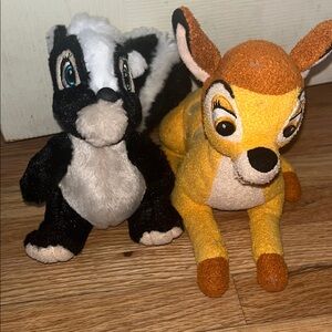 Disney Black and White Skunk & Yellow Deer Plush Set